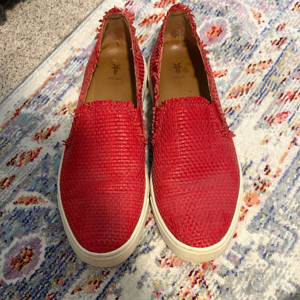 Frye Red Woven Women's Slip-On Loafers